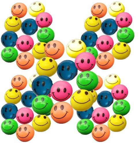 Maines 50 x Lachgesicht Flummi Ball Springball 25 mm Tombola Mitgebsel Kindergeburtstag