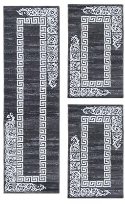 Carpetsale24 Bettumrandung Schlafzimmer 3 teilig Kurzflor Teppich Grau Bettvorleger Schlafzimmer Bettset: 2 St. 80x150 cm | 1 St. 80x300 cm - Flauschiger Teppich Läuferset Weich Moderne Design