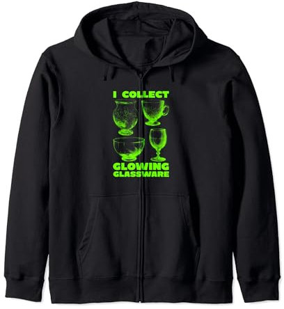I Collect Glowing Glassware Green Glowing Uranium Glass Glow Zip Hoodie
