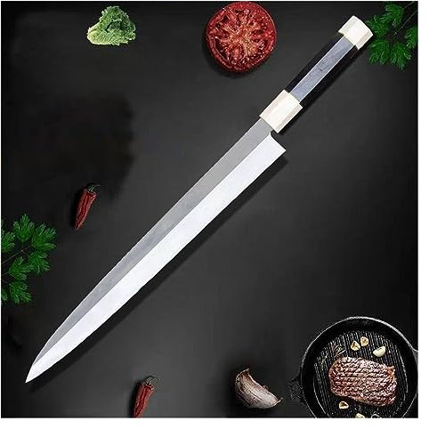 LIUJOU Lancette Sashimi en acier for trancher le saumon et le jambon, couteau à poisson, couteau de cuisine, manche octogonal 10/11/12 pouces