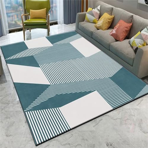RUGMRZ Couch Teppich Wohnzimmer 180X250Cm Nach Mass Baby Blau Anti-Rutsch-Teppich Für Teenager-Schlafzimmer Moderner Geometrischer