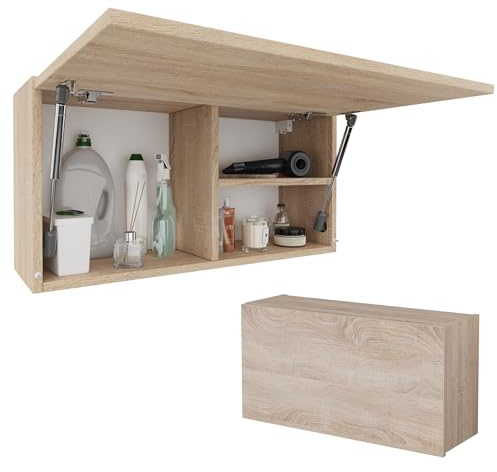 PLATAN ROOM Badschrank 80/120 / 160/200 / 240 breit Badmöbel Badezimmer Klapphängeschrank Schrank Hochglanz Matt Weiß (Sonoma Eiche, 80 x 40 x 25)