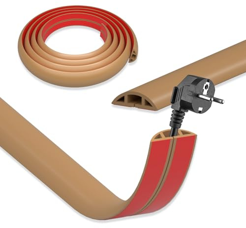 DIKARIYA Kabelkanal Braun Selbstklebend Kabelbrücke PVC Kabelschutz 3CMx3M | Flexible Kabelkanäle Boden PVC Fussboden Bodenkabelschutz Aussenbereich Wetterfest Kabelabdeckung für Büro Konzert Haus Lager