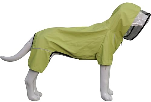 Vierbeiniger, vollständig abdeckender, wasserdichter Hunderegenmantel mit reflektierenden Merkmalen. Regenmäntel für große, mittelgroße und kleine Hunde. Light Green M