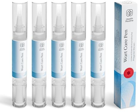 Health Routine Wart Care Pen – Lápiz para el cuidado de verrugas, 5 Pack | que mejora el aspecto de la piel, aporta suavidad y apoyo diario con Árbol de Té, Ácido Salicílico y Aceite de Ricino