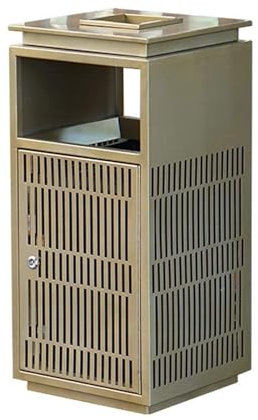 ZONABSQQ Versátil Cubo de Basura para Interiores y Exteriores con cenicero, Cubo de vestíbulo de Acero Inoxidable de diseño Hueco, Cubo de Basura Vertical para contenedores de Basura Funcional