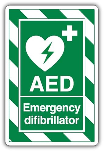 V Safety AED Emergency Defibrillator ExtraViz Sicherheitsschild aus Hartplastik, 250 x 350 mm, 1 mm