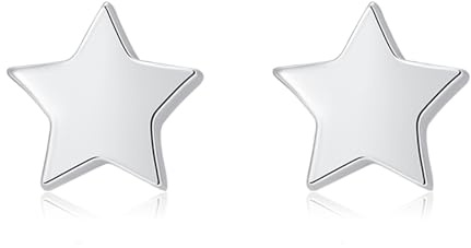 Estrellique 925 Sterling Silber Ohrstecker - Klein, Stern/Herz/Kreuz für Damen Mädchen - Hypoallergen Knorpel Schlafen Ohrringe, 5mm Einfach - Geschenke