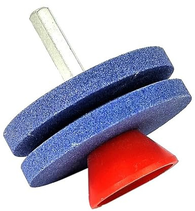 HERO Schleifstein Rasenmäherschärfer Messerschärfer Rasenmähermesser für Bohrmaschinen Doppel Schärfer für Rasenmäher Bohrmessern, Mähern, Sichelmessern, Rotofräsen, Messer (Blau (Grobschliff))