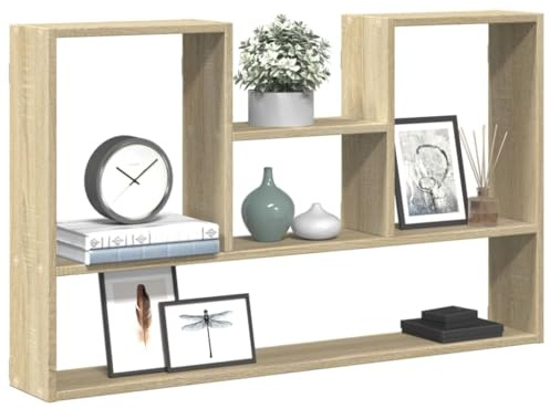homiuse Schweberegal für Wohnzimmer Sonoma-Eiche 99x15x60 cm Holzwerkstoff Wandregale Hängeregal Platzsparend Regalwürfel Reichlich Stauraum Schlafzimmer Regal zur Präsentation Bücher