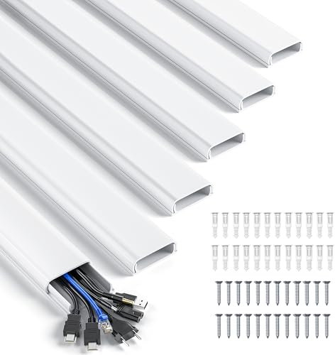 MUDEELA Canalina per Cavi Elettrici Bianca, 2,4 m XXL Canalina Passacavi Muro, Set di Gestione dei Cavi per Casa, Ufficio, 6 x L400 mm, 60 mm x 20 mm