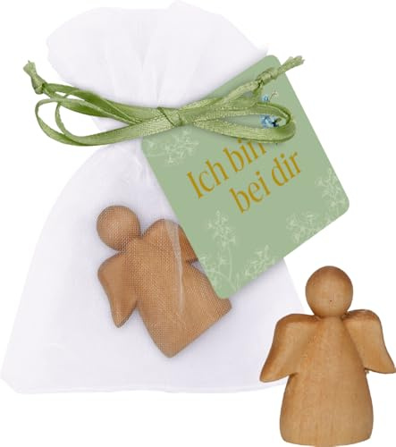 Holzengelchen – Ich bin bei dir: Kleines Holzengelchen im Beutel: ein einfühlsames Trauergeschenk, Trostspender, Trauerbewältigung, Mutmacher