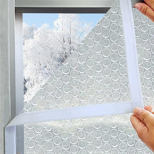 Selbstklebend Thermofolie Fenster Isolierfolie 4mm Dicker Transparente Wärmedämmung Thermo Cover Fenster Winter Kälteschutz Fensterdichtung Transparente Isolierfolie