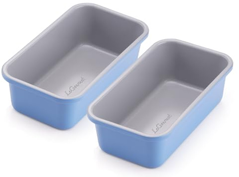 LeGourmet Nonstick Bread Loaf Pan 9 X 5 Inch, Ceramic Coating, Non-Toxic, Rust Resistant Aluminized Steel, Perfect 1 lb Baking Dish for Meatloaf, Pound Cake & Brownie (Cyan 2pcs)