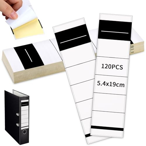 SWTYExt Ordnerrücken Selbstklebend 5,4x19 cm Ordner Kleberücken 120 Stück Aktenordner Aufkleber Weiß Ordner Aufkleber Beschreibbar Rückenschilder Breit für Bibliothek Büro Schule Familie