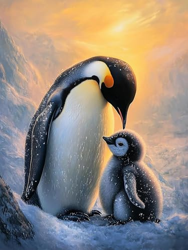 MOMAKA 5D Diamond Painting Kits Pinguin, DIY Diamant Malerei Full Drill Set Tier, Runde Diamant Arts Craft Cross Stickerei Malerei Kits für die Home Wanddekoration 30x40 cm