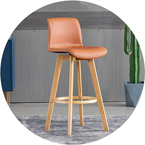 Tabourets de chaise de barre de pivot pour les tabourets de bois de cuisine pour comptoir à manger îlot îles Barstols avec siège de dossier rembourré et repose-pieds (taille: 61 cm, couleur: marron