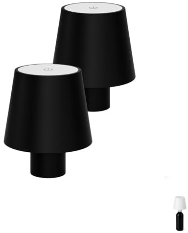 PALUPLUS 2 Lampade per Bottiglia a Led Senza Fili, Misura 11x11x13 cm, Lampada Tappo Touch Dimmerabile, Batteria 800 mAh Ricaricabile USB, per Casa, Bar, Ristoranti -807C-0,65 (Nero)