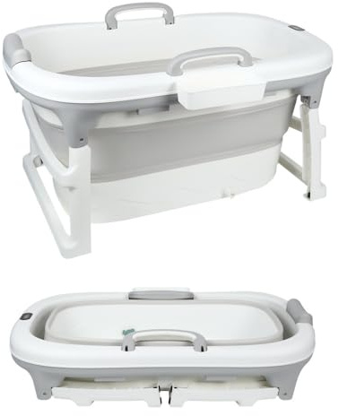 Faltbare Babybadewanne, Babybadewanne mit digitalem Reise-Thermometer, tragbar, inkl. Tablett, unverzichtbar für Kleinkinder von 0 bis 36 Monaten