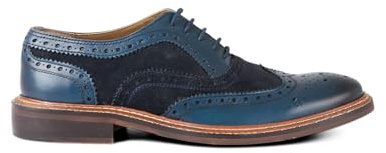 Joe Browns Men's East Side Double Stitched Leather Brogues Oxford, Blue, 9 UK