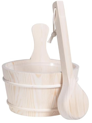 cubo de baño de sauna de madera - 4l spa spa aguario set, herramienta del contenedor del cada suable | kit de elementos esenciales de relajación de la sala de vapor hogar, accesorio de bienestar t