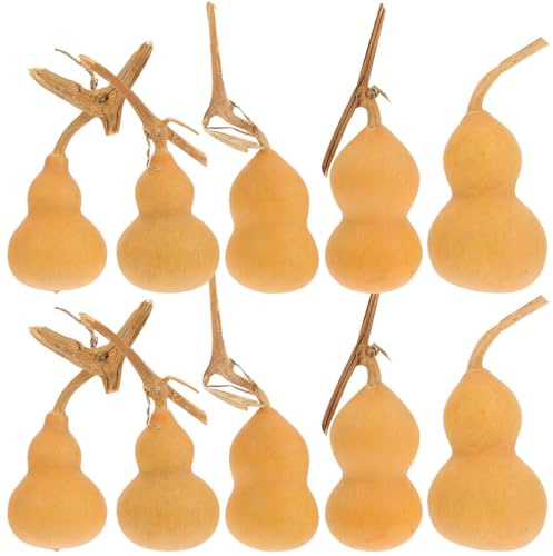 Garneck 10 Pcs Small Dried Gourds for Home Decorating: Natural Gourds Ornament for Crafts Cute Mini Cucurbit Adornments Chinese Hu Lu for Desktop, Office, Living Room, Shop Decor(4-6cm)