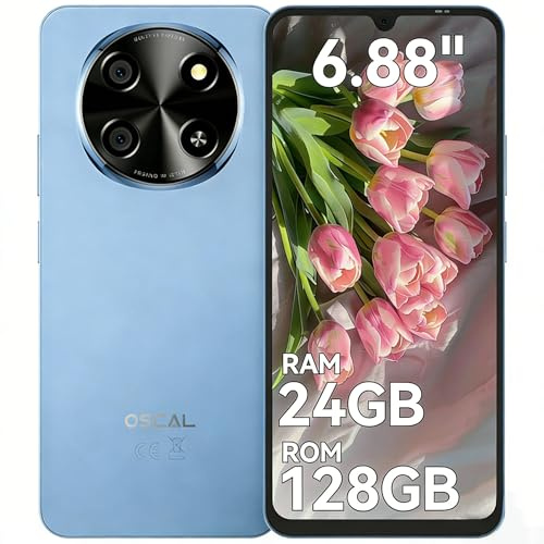 OSCAL Tiger 8 Telefono Movil, Ultrafino Smartphone 5G, Android 15, NFC, 6.88 HD, 120Hz, 24GB+128GB/2TB TF, Octa-Core, 5000mAh&18W Teléfono, Cámara AI 16MP+8MP, Dual SIM/OTG/Face ID/Fingerprint