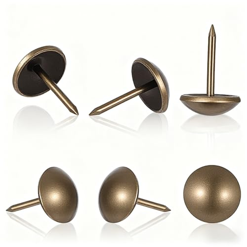 100 Pcs Upholstery Tacks for Furniture, Vintage Upholstery Nails Decorative Tacks, French Natural Thumb Tack for Furniture, Sofa, Chair, Bed, DIY Project, 7/16 Head Diameter(Bronze)