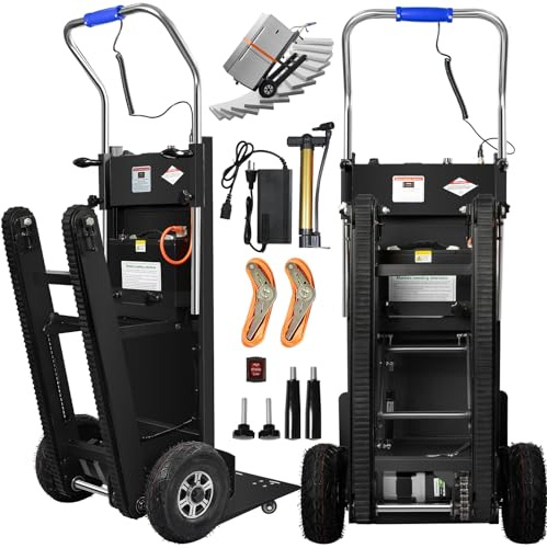 Electric Stair Climbing Hand Trucks Dolly Cart, 900lb Capacity Heavy Duty Stair Climber with Ropes, Carry Heavy Objects Up and Down Stairs Effortless for Furniture Logistics Warehouse, 1250W Motor