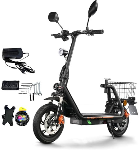 TWOFISH Elektroroller für Erwachsene, 500W E Scooter mit EEC Zulassung, 48V 13Ah Akku bis 30 km Reichweite, 12 Reifen, klappbarer Elektro Scooter mit Front- & Rücklicht, M5-PRO-E