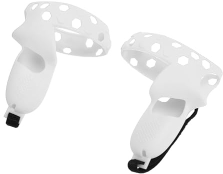 Cryfokt VR-Controller-Griff, Silikon-Griffabdeckung, Schutz mit Handschlaufe für 2, Leicht zu Reinigen für -Gamer (Grau-weiß)