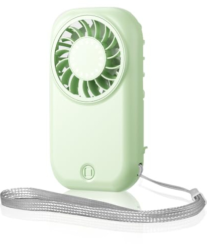 QSPORTPEAK Mini Ventilateur de Poche Portable Rechargeable USB avec 5 Vitesses, 11000 tr/min, 56 g ultra léger, Ventilateur à Cils à Piles, pour maquillage,bureau, maison, camping, voyage (Vert)