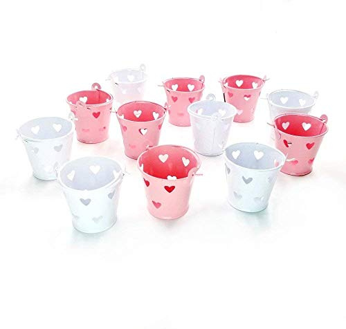 JZK 12 x Mini Eimer Eimerchen Geschenk Box, Geschenkbox Gastgeschenk Dekoration Tischdeko Party Favor für Hochzeit Taufe Party Geburtstag