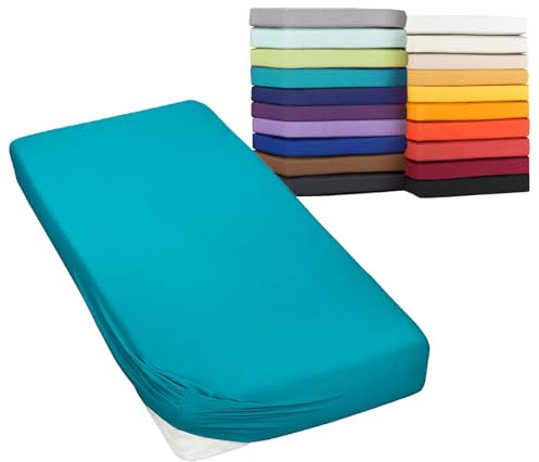 Moon Spannbetttuch Spannbettlaken auch für`s Wasserbett 160g/m² Jersey Line Green (120x200-120x220, Petrol)