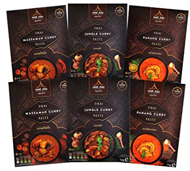 Variety Bundle - Traditional Thai Curry Paste by Mae Jum (6 packs x 70g) | Includes Great Taste Award Winners 2020