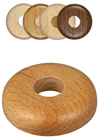 FUX 6 Stück Einzel Heizungsrohr Rosette, 15mm - 22mm, Rohrabdeckung, Abdeckrosetten, Verkleidung, Heizkörper Rosetten, Holz, Parkett, Holzrosetten (15mm, Buche)
