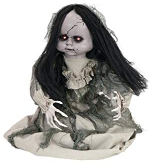 EUROPALMS Halloween Tanzende Geisterpuppe, 46cm / Animierte Horrorpuppe mit Licht- und Soundeffekt