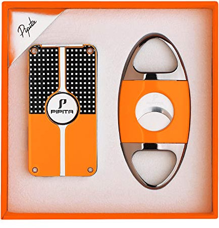 PIPITA Briquet Torche & Coupeur Ensemble-Cadeau, Coupe-Vent 3 Torche Jet Briquet, Briquet au gaz Butane Rechargeable, Emballage avec Belle boîte-Cadeau (Non Gaz Inclus)