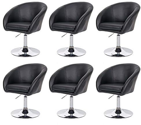 Mendler 6er-Set Esszimmerstuhl HWC-F19, Küchenstuhl Drehstuhl Loungesessel, drehbar höhenverstellbar - Kunstleder schwarz