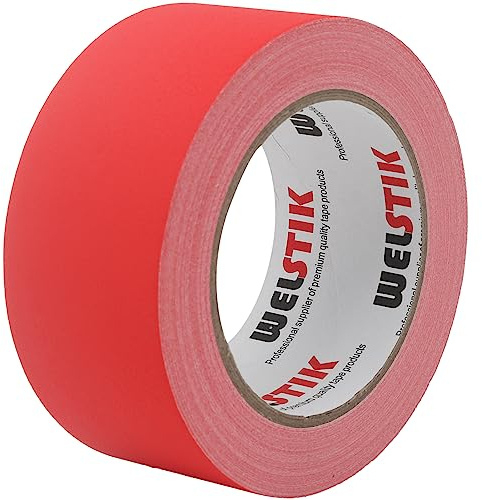 WELSTIK Ruban adhésif fin en tissu mat Rouge 50 mm x 30,2 m