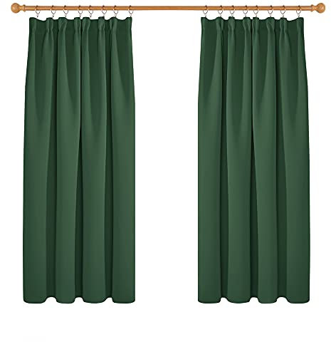 Deconovo Pencil Pleated Blackout Curtains Bedroom Thermal Insulated Curtains for Kids 46 x 54 Inch Forest Green 1 Pair