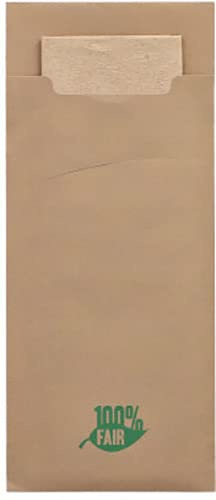 PAPSTAR Bestecktaschen 20 cm x 8,5 cm braun 100% Fair inkl. naturfarbener Serviette 33 x 33 cm 2-lag. 88190 Serviettentaschen Besteckservietten, 520 Stück