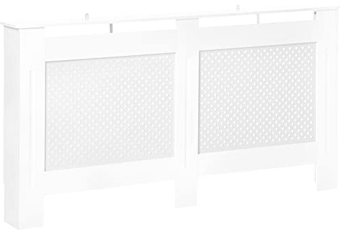 HOMCOM Heizkörperverkleidung Heizkörperabdeckung Heizungsverkleidung, MDF, Weiß, B152 x D19 x H82cm
