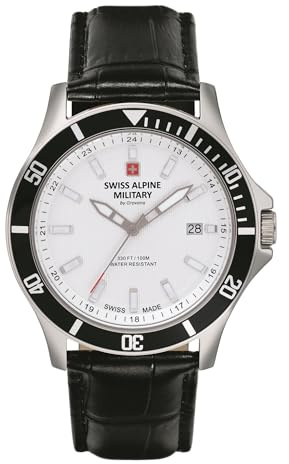 Swiss Alpine Military Reloj analógico de cuarzo para hombre 7022.1 de piel