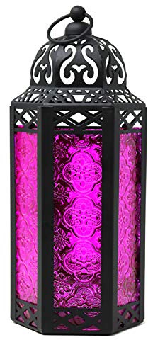 Vela Lanterns Moroccan Decorative Candle Lantern Holder for Ramadan, Pink, Medium