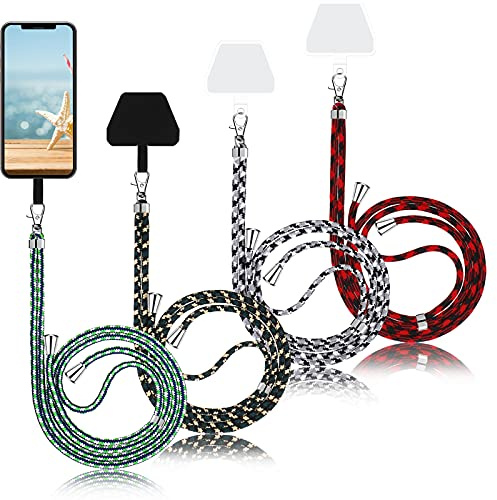 Weewooday 4 Pcs Phone Lanyard Crossbody Phone Strap, Camo Color Series | Crossbody Phone Strap with Patch, Neck Holder Hands Free, Anti Theft for Women Daily Use, Adjustable Universal Fit