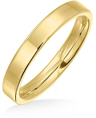 Bling Jewelry Anneaux de mariage en titane pour couples, simples et fins, pour hommes et femmes, finition dorée polie, confort 3MM.