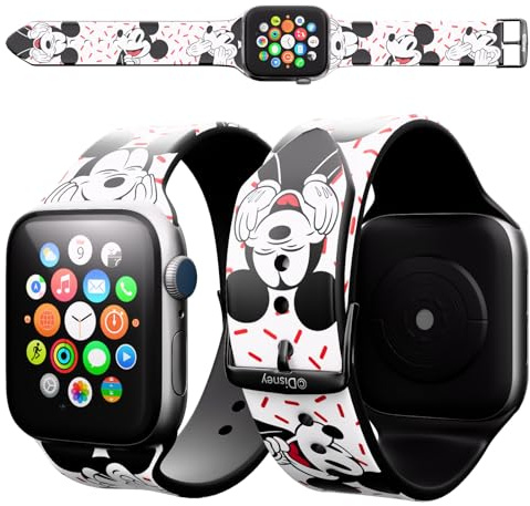 Disney Mickey Mouse Wristband For Apple Watch Band Series 9/8/7/6/5/4/3/2/1/SE 38MM, 40MM and 41MM | Mickey Mouse Gifts for Women, Men, All Fans | Replacement Apple Watch Bands For Women and Men