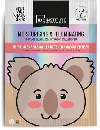 Masque Visage Vegan Enfant et Adulte en tissu Koala Imprimé - Hydratant et Illuminateur - Routine Beauté, Soin du visage, Hydrate la peau - Idée cadeau Fille, Femme, Pose facile - 1 unité