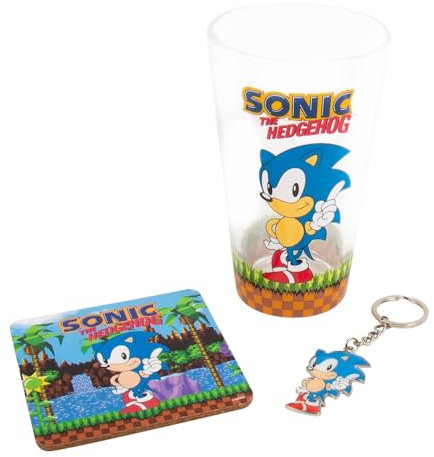 Fizz Creations Sonic The Hedgehog portachiavi, vetro e sottobicchiere set